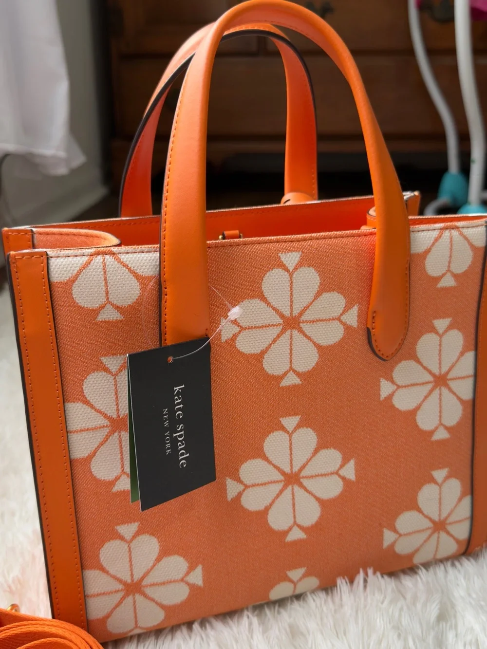 kate spade Orange and White Floral Small Satchel